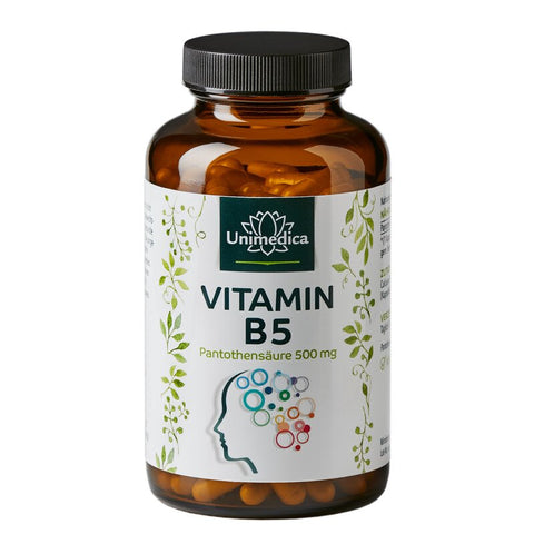 Vitamin B5 - Pantothensäure - 500 mg pro Tagesdosis - hochdosiert - 180 Kapseln