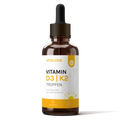 VITALOVE Vitamin D3 K2 Tropfen mit MK7 All-Trans, 50 ml – Produktflasche von vorne