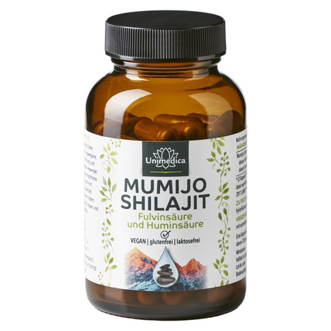 Mumijo Shilajit - 800 mg - "Huminsäure" und Fulvinsäure aus dem Himalaya - 60 Kapseln