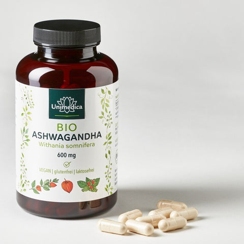 Bio Ashwagandha Kapseln - 1.800 mg pro Tagesdosis - 180 Kapseln - hochdosiert