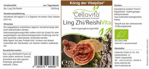 Organic Ling Zhi / Reishi - 120 capsule in un barattolo