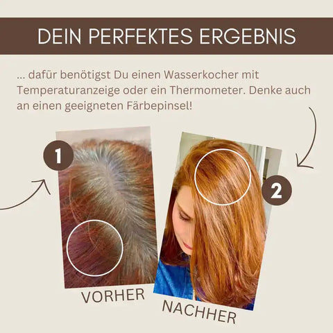 Set di tinta professionale per capelli alle erbe rosso rame caldo "warm tizian red"