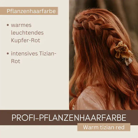 Set di tinta professionale per capelli alle erbe rosso rame caldo "warm tizian red"