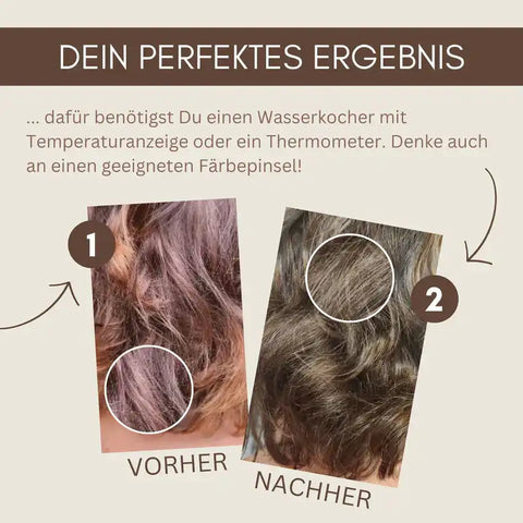 Vorher-nachher Vergleich von gefärbtem Haar, Nahaufnahme, Haarfarbe Verbesserung, perfekte Ergebnisse