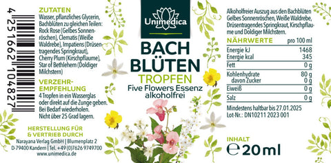 Bachblüten Tropfen - Five Flowers Essenz - alkoholfrei - 20 ml