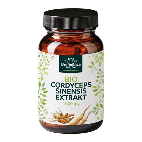 Bio Cordyceps - 1000 mg pro Tagesdosis (2 Kapseln) - mit 30 % Polysacchariden - hochdosiert - 90 Kapseln