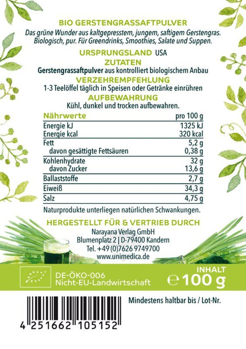 Bio Gerstengrassaft Pulver - 100 g