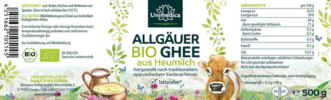 Bio Ghee - Heumilch aus dem Allgäu - aus Grasfütterung und Weidehaltung - 500 g