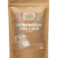 Bio Brotbackmischung Dinkel Hafer gekeimt 500g im braunen Vitanur Beutel mit Brotscheiben-Illustration