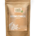 Vitanur Bio Buchweizenmehl Gekeimt 500g in brauner Verpackung mit pflanzlichem Motiv