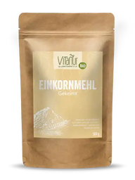 Bio Einkornmehl gekeimt 500g Vitanur Standbeutel, naturbraune Verpackung, Produktfoto