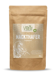 Bio Nackthafer gekeimt 300g Vitanur braune Verpackung mit Getreidegrafik