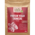 Vegan Protein Erdbeere Pulver 600g von Vitanur in brauner Verpackung mit Erdbeer-Illustration