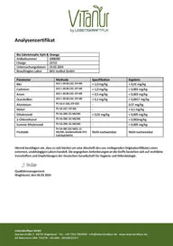 Analysenzertifikat für Bio Zahnkristalle Xylit & Orange von VITANUR, Schadstoffprüfung