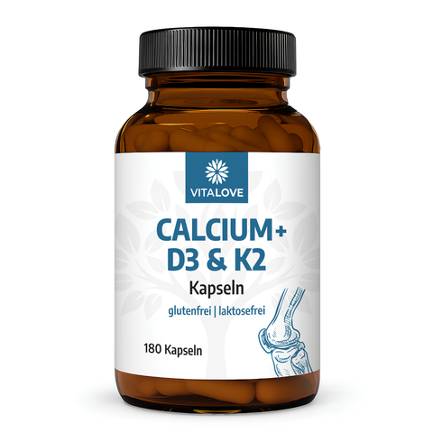 Natürliches Calcium + D3 & K2 - 180 Kapseln