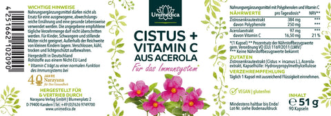 Cistus + Vitamin C aus Acerola - 90 Kapseln