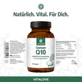 VITALOVE Coenzym Q10 Kapseln mit Maca Wurzelpulver, Braunglas Flasche, 90 Stück, Produktetikett