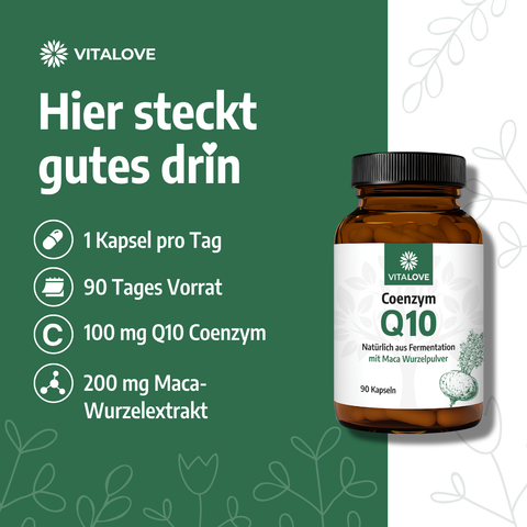 Vitalove Coenzym Q10 Kapseln mit Maca-Wurzelextrakt, 90 Stück, Nahrungsergänzung