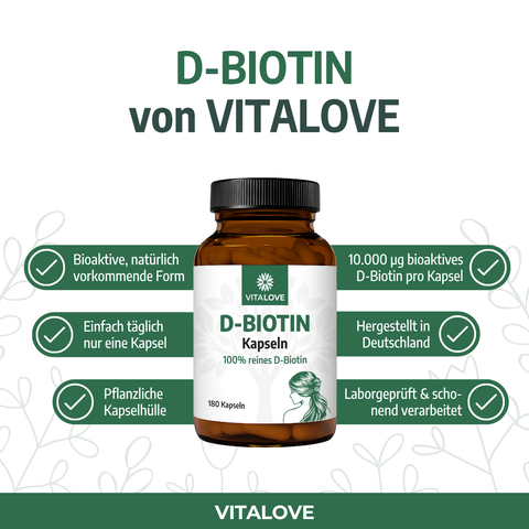 Biotin Kapseln - Vitamin B7 - 180 Stück