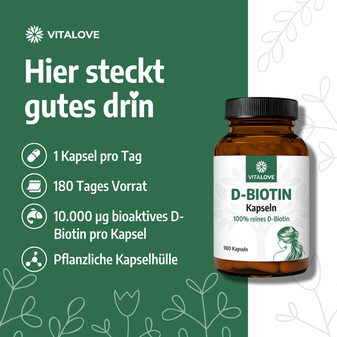 Biotin Kapseln - Vitamin B7 - 180 Stück