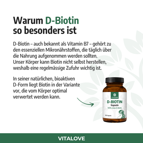Biotin Kapseln - Vitamin B7 - 180 Stück