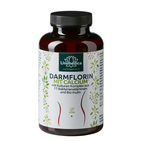 Darmflorin mit Calcium - mit Kulturen Komplex aus 17 Bakterienstämmen und Bio Inulin - Probiotika -180 Kapseln - von Unimedica
