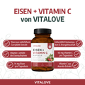 Eisen und Vitamin C von Vitalove mit 14 mg Eisen und 40 mg Vitamin C
