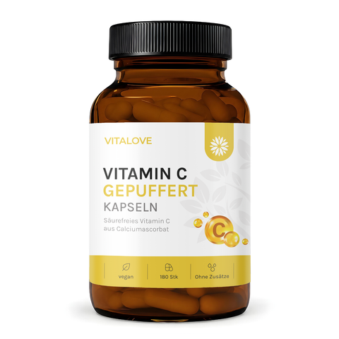 VITALOVE Vitamin C gepuffert Kapseln in brauner Glasdose