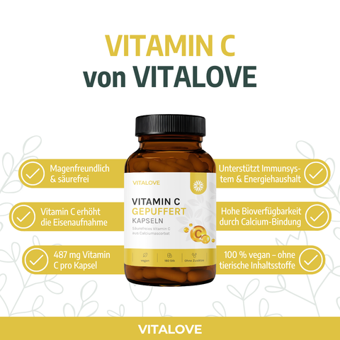 Eigenschaften der VITALOVE Vitamin C gepuffert Kapseln im Überblick