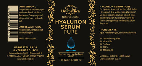 Hyaluron Serum Pure - Hyaluronsäure Serum - hochdosiert - 100 ml