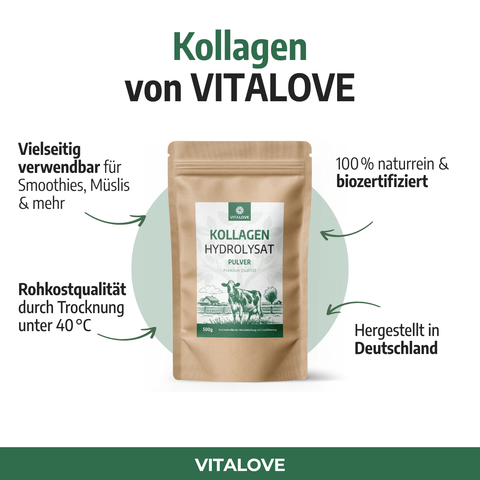 Kollagen Hydrolysat Pulver - Kollagenprotein - aus zertifizierter Weidehaltung - 500 g