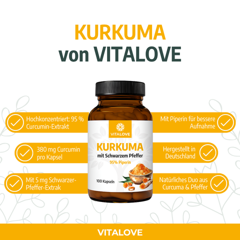 Kurkuma FORTE - mit schwarzem Pfeffer - 100 Kapseln