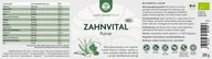 Lebenskraftpur Bio Zahnvital Pulver Produktetikett, Nährwerttabelle, Zutaten, 200g Dose
