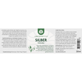 Produktetikett von LebensKraftPur Silber Kolloidal 250ml, weiß-grünes Design, deutschsprachiger Text.
