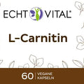 Echt Vital L-Carnitin Nahrungsergänzungsmittel Etikett, 60 vegane Kapseln, 36g, deutsch