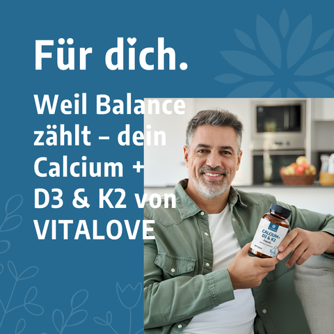 Natürliches Calcium + D3 & K2 - 180 Kapseln