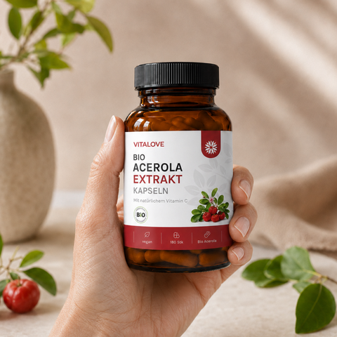 Vitalove Bio Acerola Extrakt Kapseln mit natürlichem Vitamin C