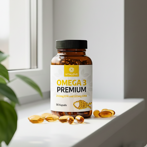 Omega 3 - Premium Fischöl mit 240 mg EPA und 320 mg DHA - 90 Kapseln