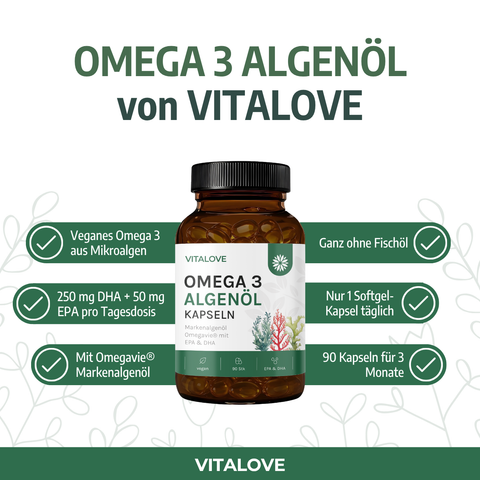 Omega 3 Algenöl Kapseln mit EPA und DHA – 90 Kapseln