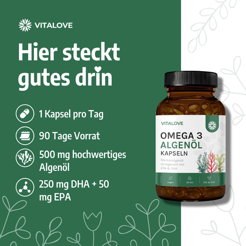 Omega 3 Algenöl Kapseln mit EPA und DHA – 90 Kapseln