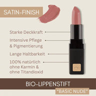Rouge à lèvres bio – 6 couleurs, végétalien, non testé sur les animaux + sans dioxyde de titane – longue tenue + nourrissant