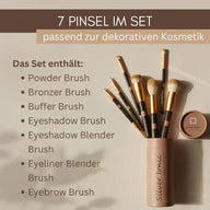 Professional Make-up Brush Set Silver Ionic - 7-Piece, Vegan + Antibacterial for Decorative Cosmetics