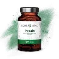 Echt Vital Papain 100% Papayaextrakt 400mg Glasflasche, 60 vegane Kapseln, Nahrungsergänzung