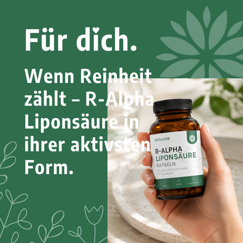 VITALOVE R-Alpha-Liponsäure Kapseln in einer Frauenhand