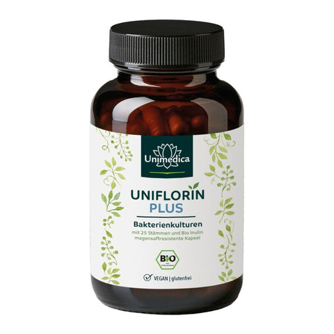 Uniflorin Plus mit Kulturen Komplex aus 25 Bakterienstämmen und Bio Inulin - Kapseln