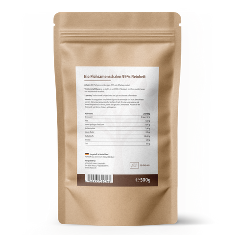 Bio Flohsamenschalen - GANZ (99%) - 500 g