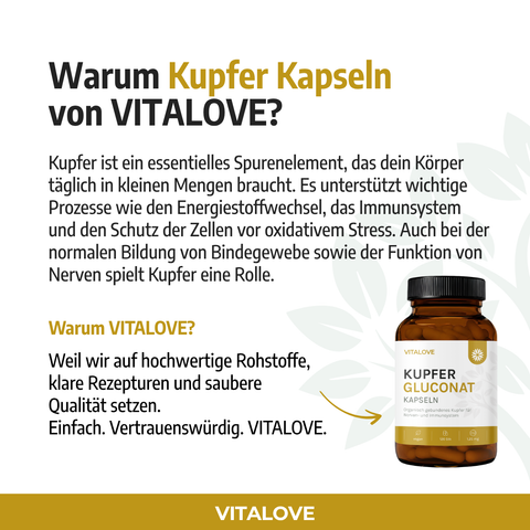 Informationen zu den VITALOVE Kupfer Kapseln und ihrer Qualität