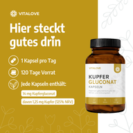 Inhaltsstoffe und Dosierung der VITALOVE Kupfer Kapseln
