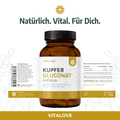VITALOVE Kupfer Gluconat Kapseln mit Verpackung und Produktinformationen