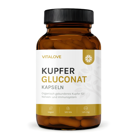 VITALOVE Kupfer Gluconat Kapseln in brauner Glasdose